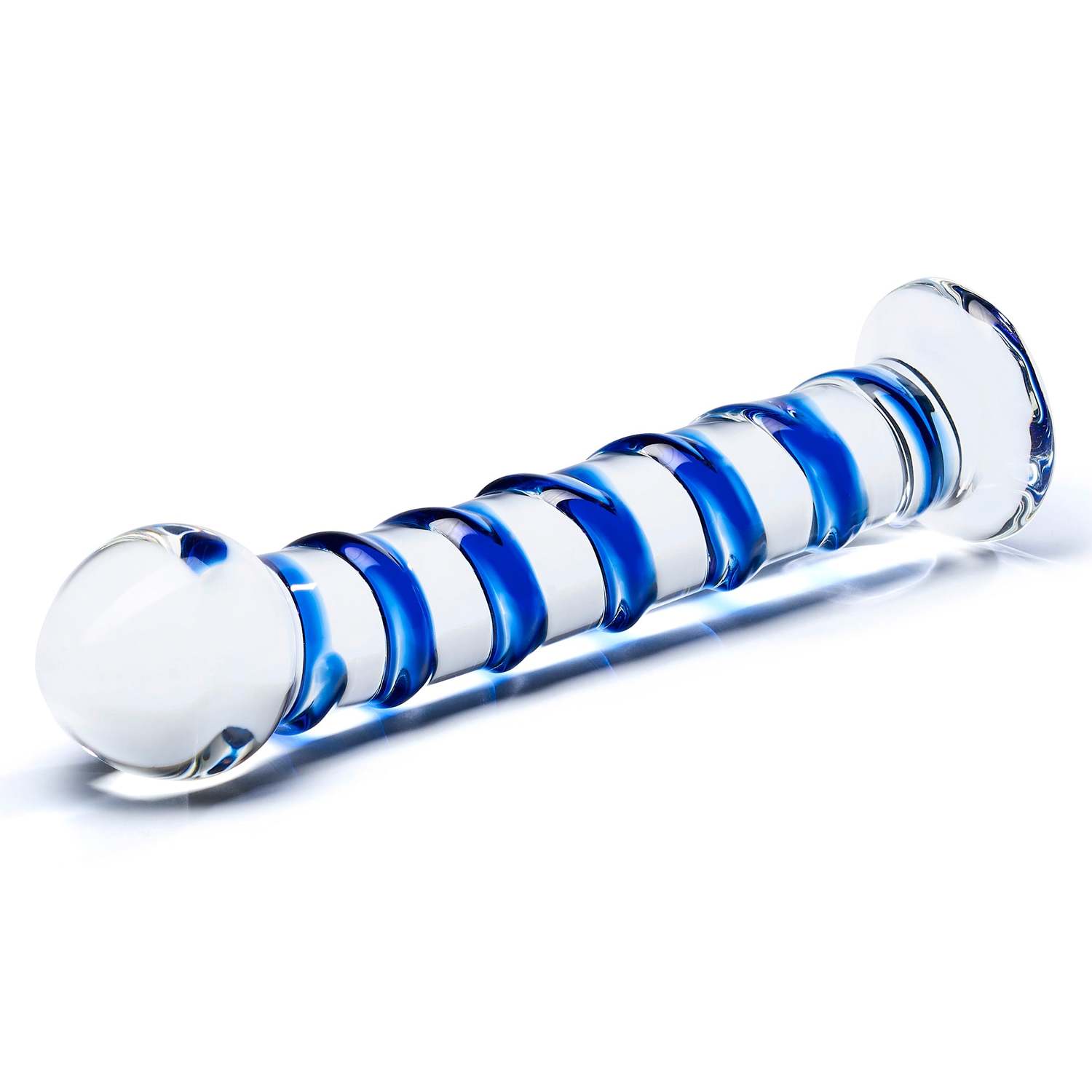 DOVELAND - Glas - Modré špirálové sklenené dildo