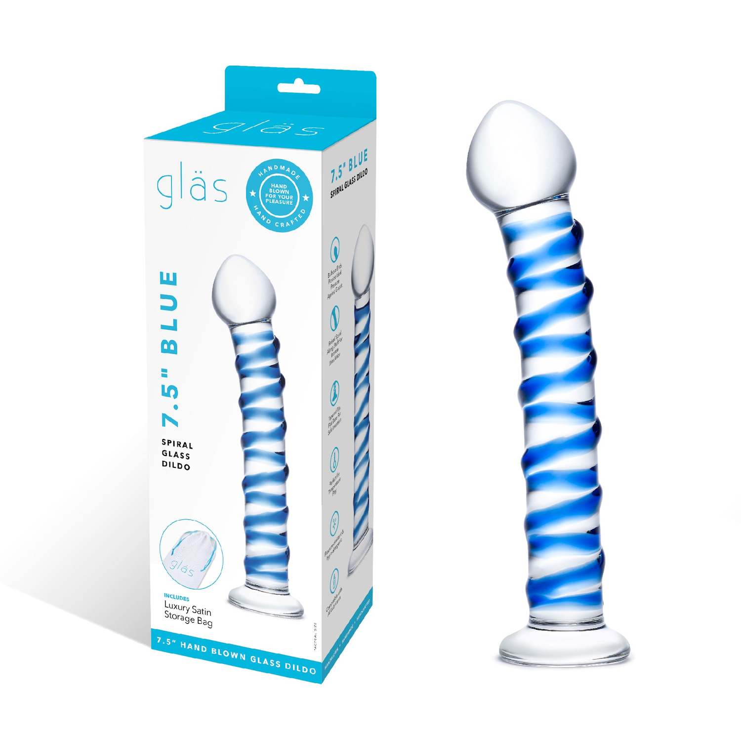 DOVELAND - Glas - Modré špirálové sklenené dildo