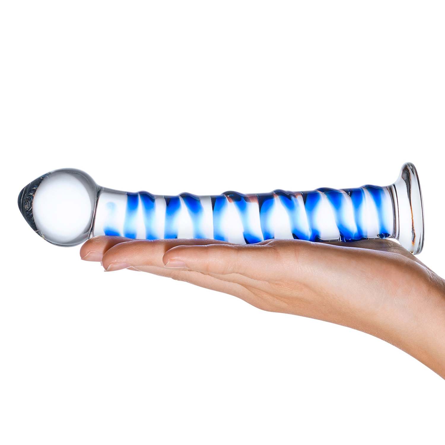 DOVELAND - Glas - Modré špirálové sklenené dildo