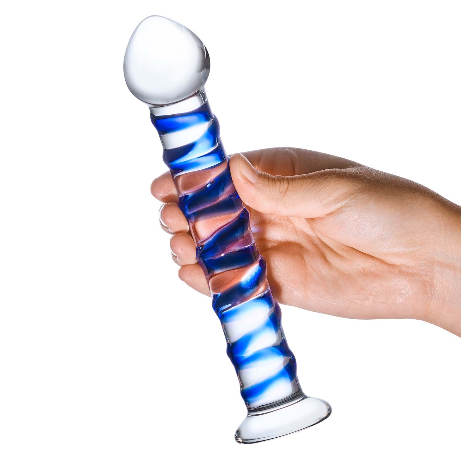 DOVELAND - Glas - Modré špirálové sklenené dildo