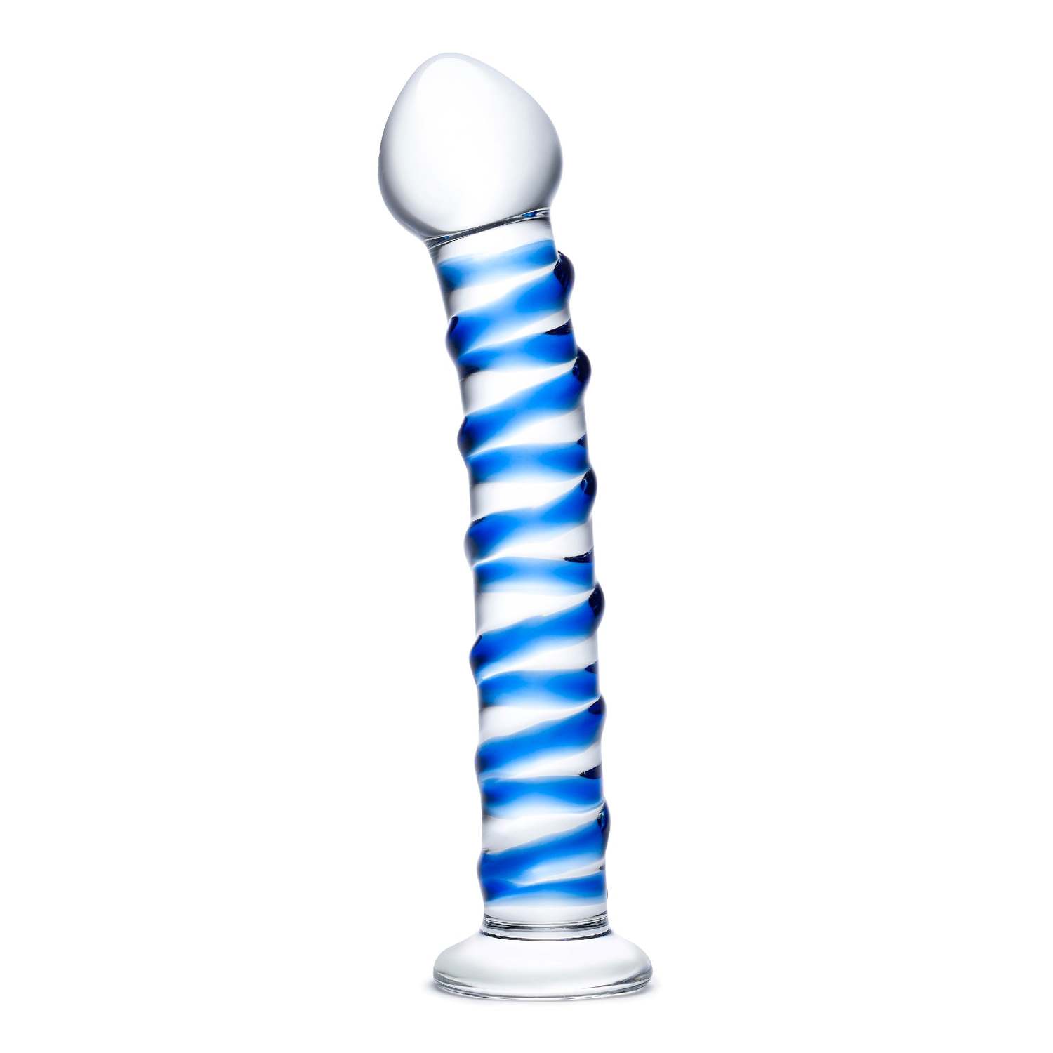 Glas - Modré špirálové sklenené dildo