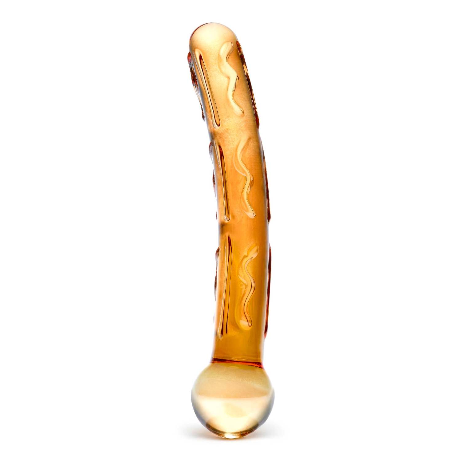 Glas - Oranžové sklenené dildó s výstupkami
