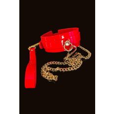 KINKY DIVA O-RING COLLAR + LEASH RED/GOLD