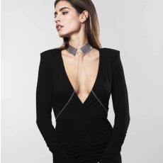 Obróżka z metalowych płytek Bijoux Indiscrets Desir Metallique Metallic Mesh Silver Collar