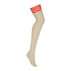 Obsessive 838-STO-3 pończochy czerwone S/M