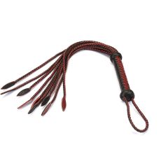 Liebe Seele Wine Red and Black Leather Cat O Nine Tails Whip