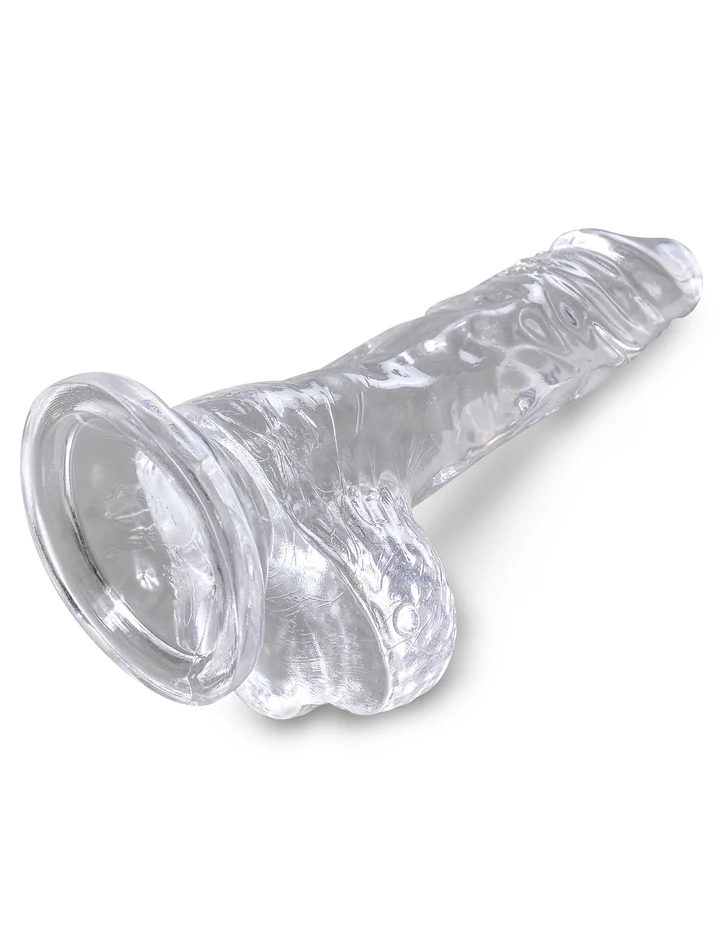 DOVELAND - King Cock Dildo Priehľadný 4" Penis s Semenníkmi Priehľadný