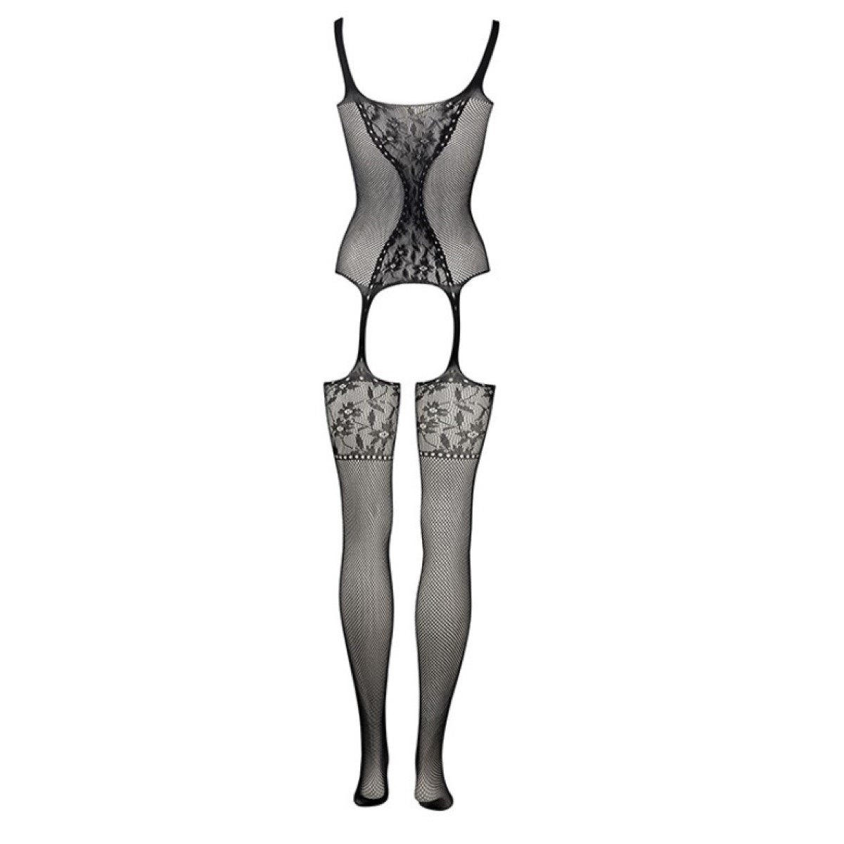 DOVELAND - Sieťované a čipkované bodystocking čierne 022 O/S