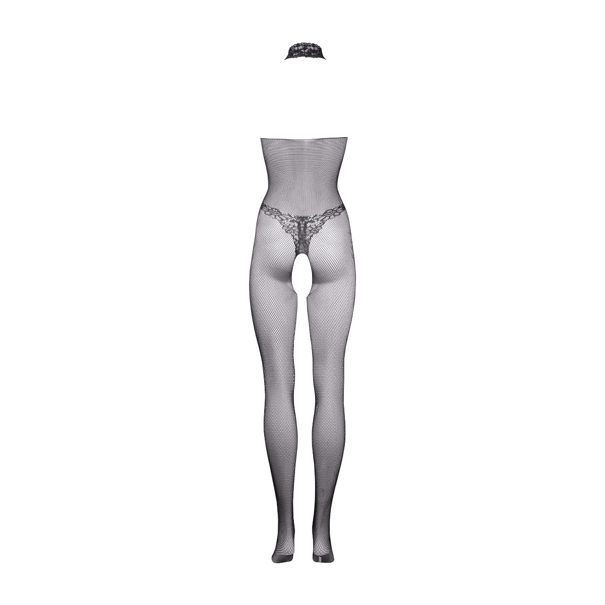 DOVELAND - Bodystocking z rybej siete a čipky čierny 026 O/S