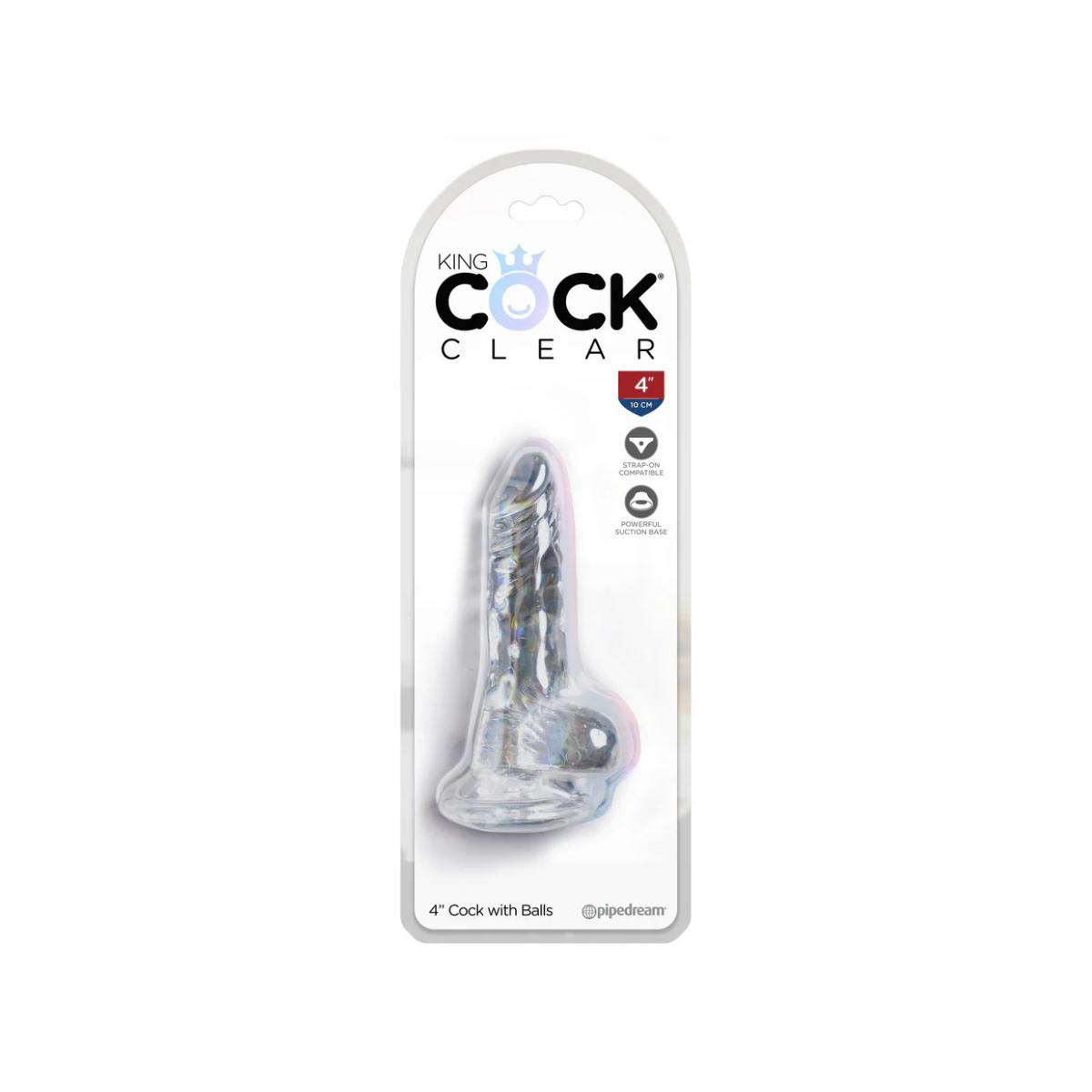 DOVELAND - King Cock Dildo Priehľadný 4" Penis s Semenníkmi Priehľadný
