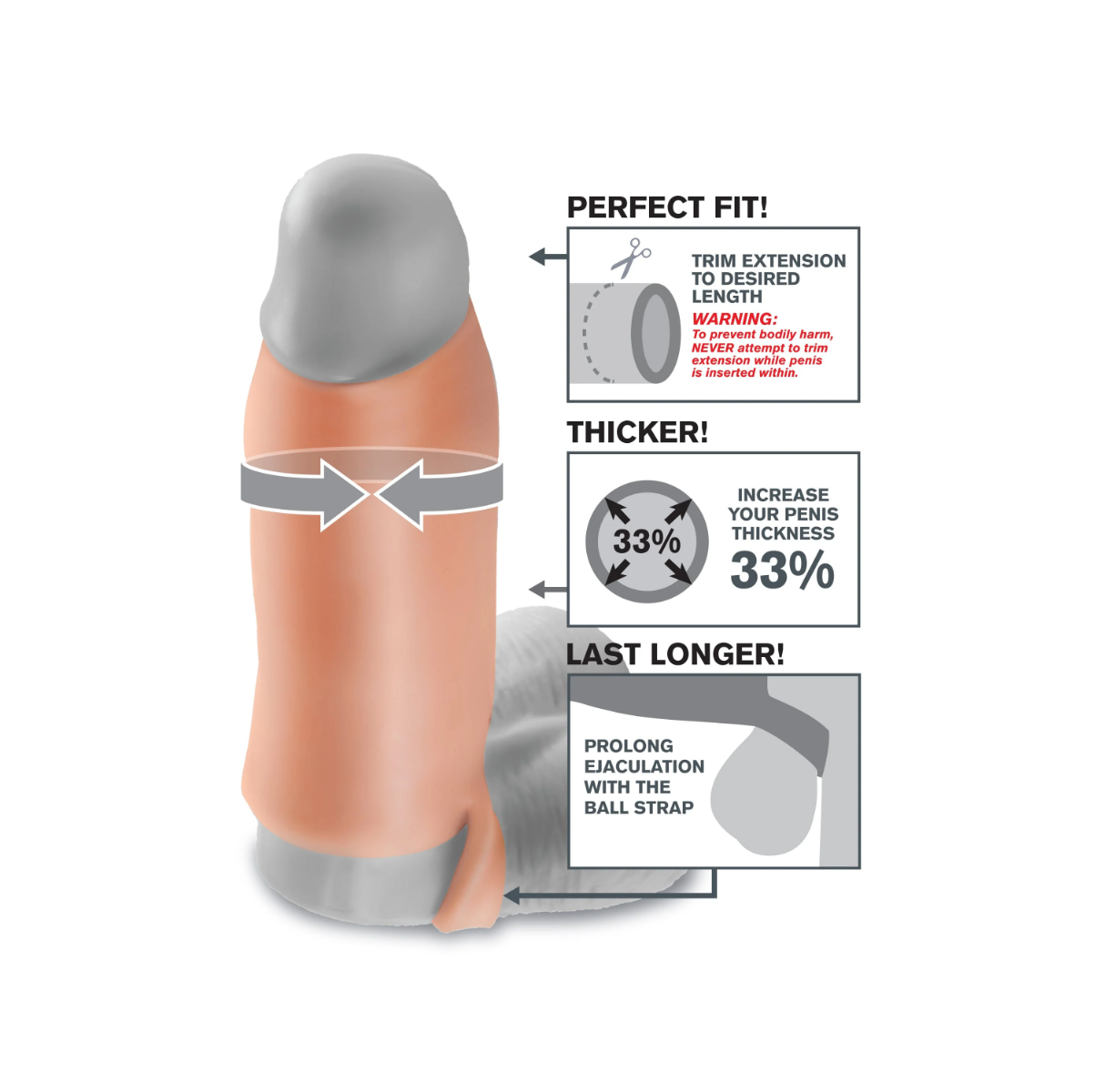 Návlek na penis Pipedream Fantasy X-tensions Real Feel® Enhancer XL
