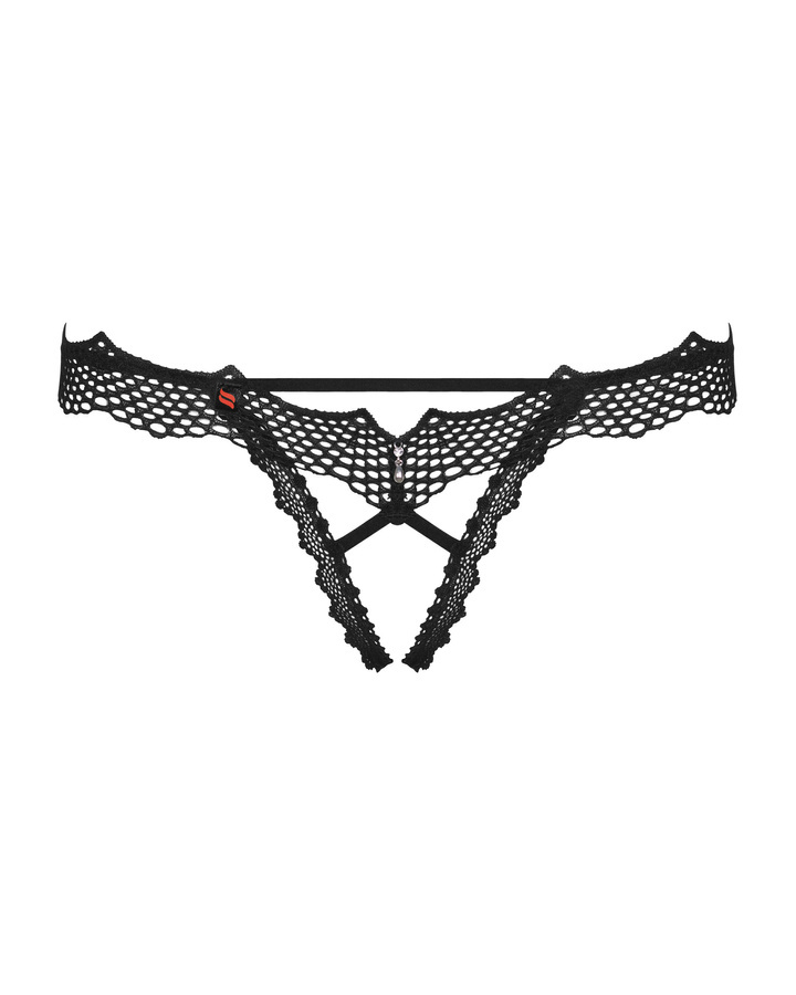 Bravelle otvorené čierne stringy L/XL Obsessive