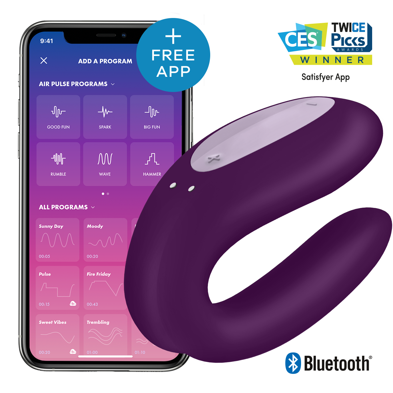 DOVELAND - Satisfyer Double Joy Violet vrátane Bluetooth a aplikácie
