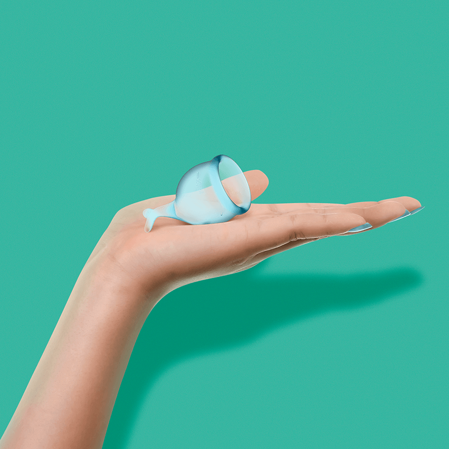 DOVELAND - Satisfyer Feel Secure sada menštruačných kalíškov svetlomodrá